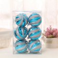 thumbnail image 1 of 12 Pcs Christmas Hand-Painted High-End Colorful Balls Threaded Painted Balls Christmas Ornaments Christmas Tree Decoration Pendants,6cm Blue 12 Pcs/Box, 1 of 6