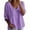 Purple, variant on HAOTAGS Womens 3/4-Sleeve Blouse,V-Neck Button-Down Casual Printed Loose Shirt Top Purple Size XL