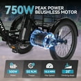 thumbnail image 4 of VIVI Electric Tricycle, Peak 750W Brushless Motor Folding Trike Ebike for adults, 20" Aluminum Folding Electric Trike, 48V 499Wh Removable Battery, Max 15.5MPH, SGS Certified to UL2849, 4 of 11