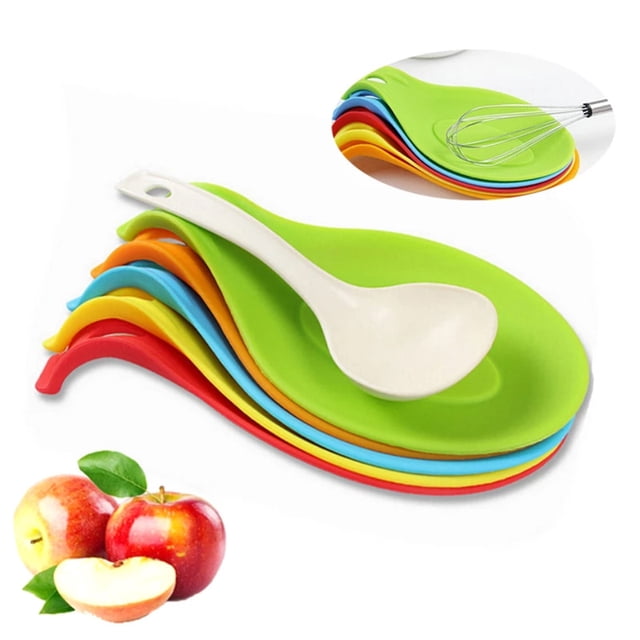 Soporte de cuchara de silicona para cocina, soporte de cuchara de cucharón de soporte de utensilios de cocina de silicona flexible para estufa - para espátula de cocina, cucharón 6 piezas