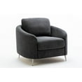 thumbnail image 3 of K-Living Grey Linen Fabric Chair with Stainless Steel Chrome Legs, 3 of 4