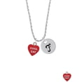 thumbnail image 2 of Delight Jewelry Acrylic Red "Cool Cat / Purr Fect" Heart Silvertone Script Initial Disc - F - Charm Necklace, 20"+3", 2 of 4