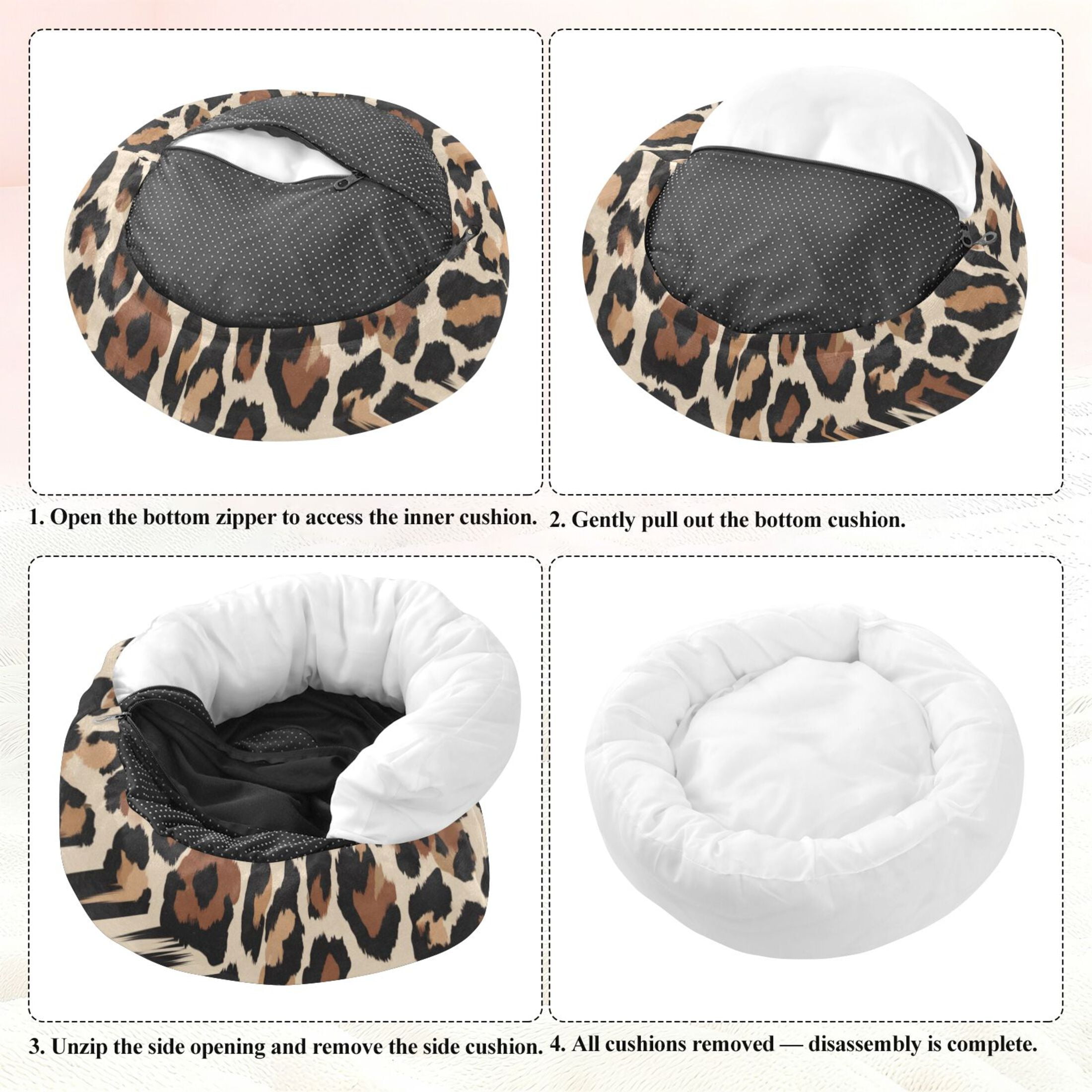 Pet Bed Pet Mat Cozy Removable & Washable Comfort For Cats And Dogs Leopard Print