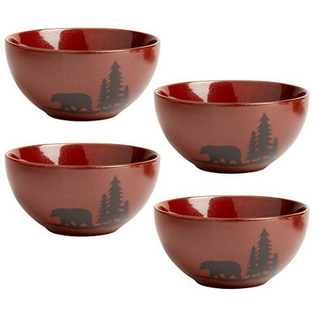 Nature S Home Bear Lodge Dinnerware Soup Cereal Bowls 6 25 Inch