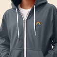 thumbnail image 5 of Dalix Rainbow Embroidered Zip Hoodie Fleece Long Sleeve Pocket Warm Soft Mens in Steel Blue 3XL XXX-Large, 5 of 5