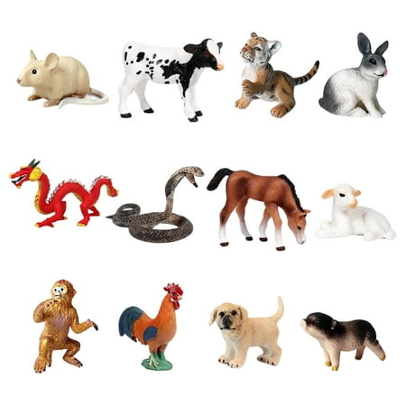 Kokiya 12 Pieces Realistic Animals Model Playset Educational Learning Toys for B
