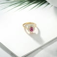 thumbnail image 4 of Gem Stone King 1.40 Ct Oval Pink Mystic Topaz 18K Yellow Gold Plated Silver Flower Ring, 4 of 4