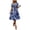 #588-Blue, variant on Warop Summer Midi Dresses for Womens Short Sleeve Wrap V Neck A-Line Dress Floral Print High Waist Boho Sundresses