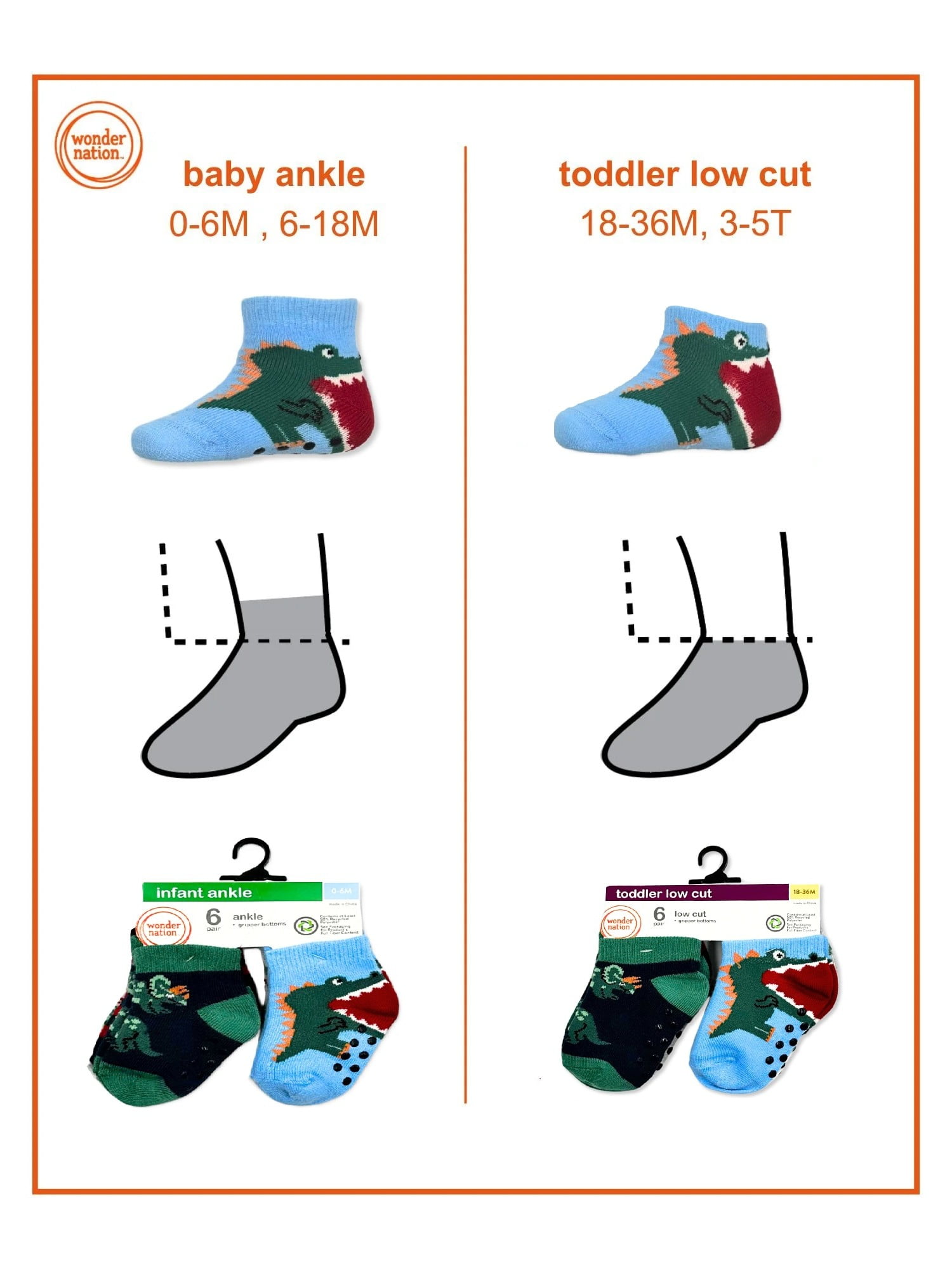 Wonder Nation Baby and Toddler Ankle Socks, 6-Pack, Sizes 0M-18M