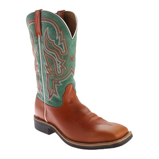 catan twisted x womens green leather 11in cognac top hand cowboy
