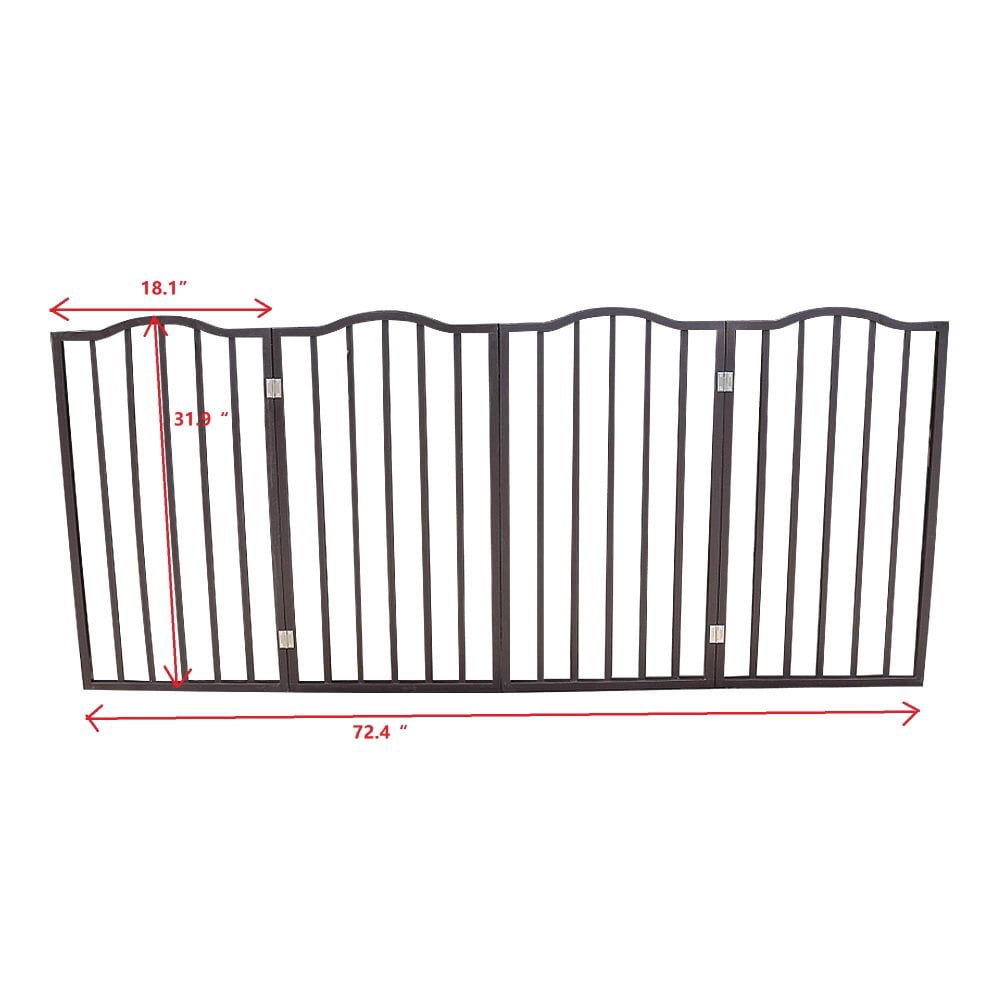 Gzxs 72" Folding Dog Gate, Freestanding Pet Gate for Halls, Stairs & Home, Pet Puppy Safety Dog Fence (Brown)