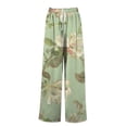 thumbnail image 4 of Endives Women's Linen Pant High Waisted Wide Leg Pant Flower Printed Baggy Loose Pants Spring Summer Trendy Green, 4 of 6