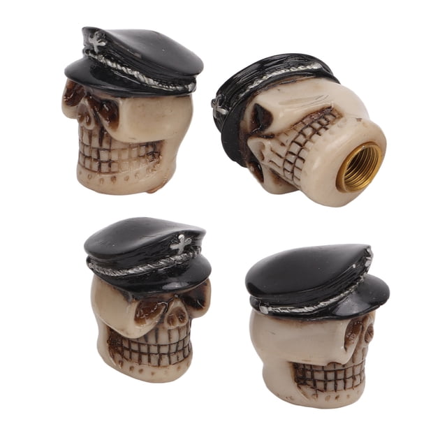 Cubierta De Tapas De Aire, Tapas De Válvula De Neumático Tipo Calavera 4 Unids/set Junta De Sellado Hermético ABS + Cobre Para Vehículos Utilitarios Deportivos, Camiones, OTVIAP Negro
