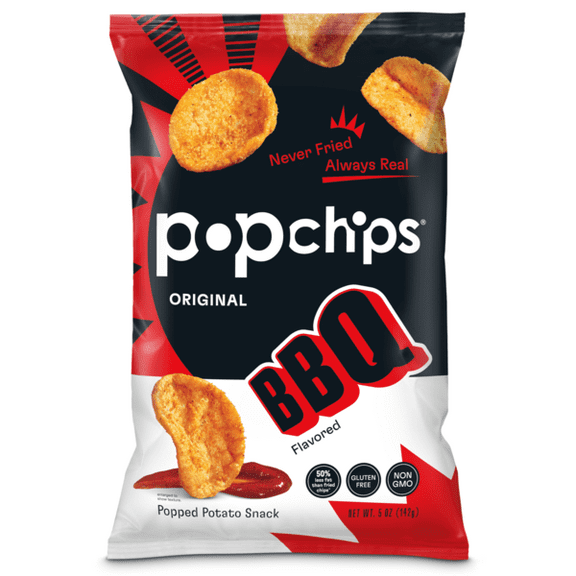 popchips BBQ Potato Chips Low-Calorie Gluten-Free Healthy Snack (Pack of 2)