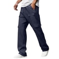 thumbnail image 3 of Men's Slim Fit Cargo Workwear Pants, Straight Leg Drawstring Elastic Waist Multi Pockets Casual Trousers Joggers, Quick Dry Breathable Lightweight Stretchy, Outdoor Hiking Gym, 3 of 9