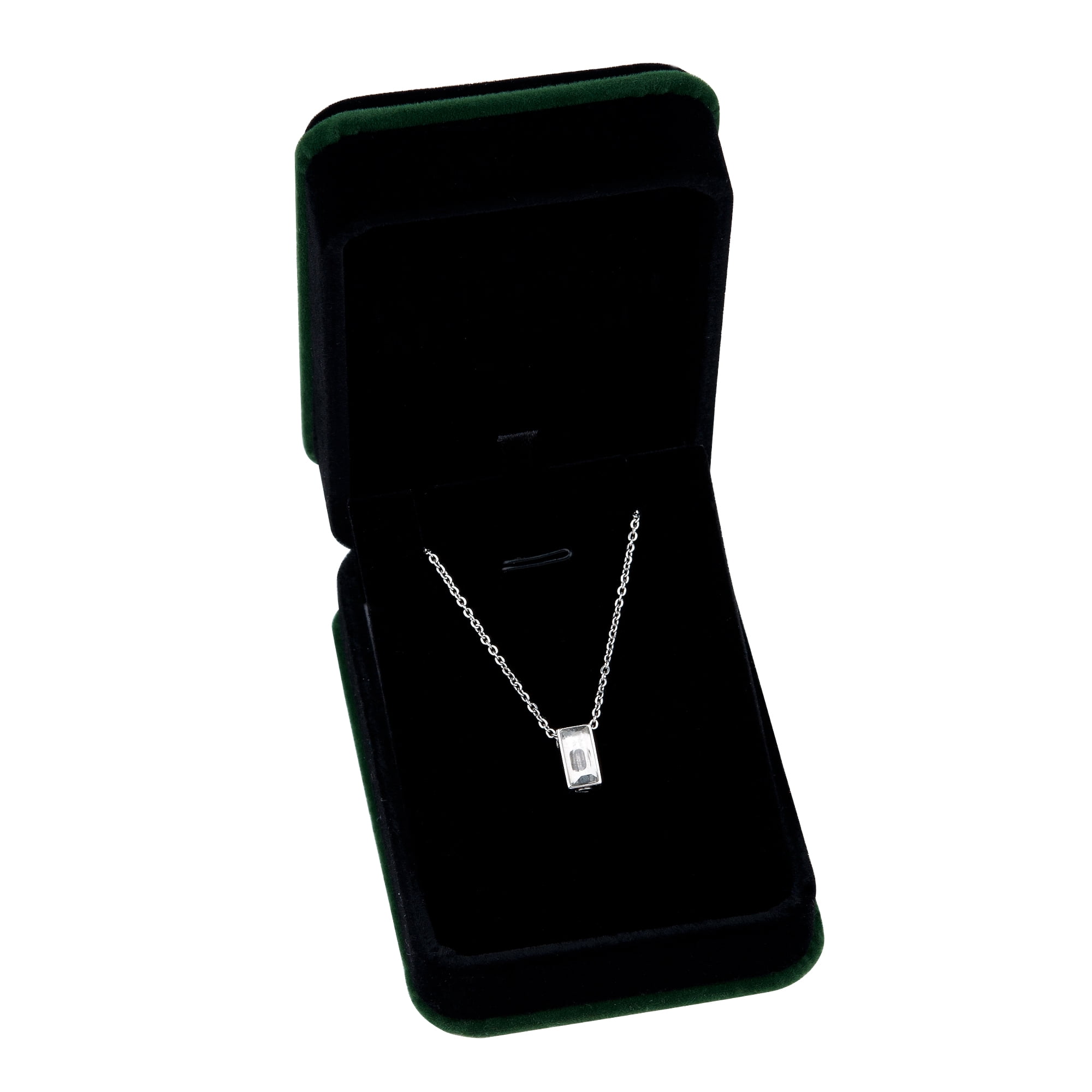 Silver Cremation Necklace, Cube Memorial Jewelry, Cube Urn Ashes Holder Pendant, Crystal Necklace for Ashes, Cube Keepsake Pet Ashes Necklace, with Fill Kit and Box Ship Next Day! [No Engraving]