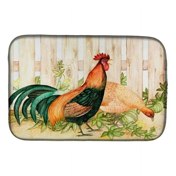 Chicken & Rooster by Ferris Hotard Dish Drying Mat