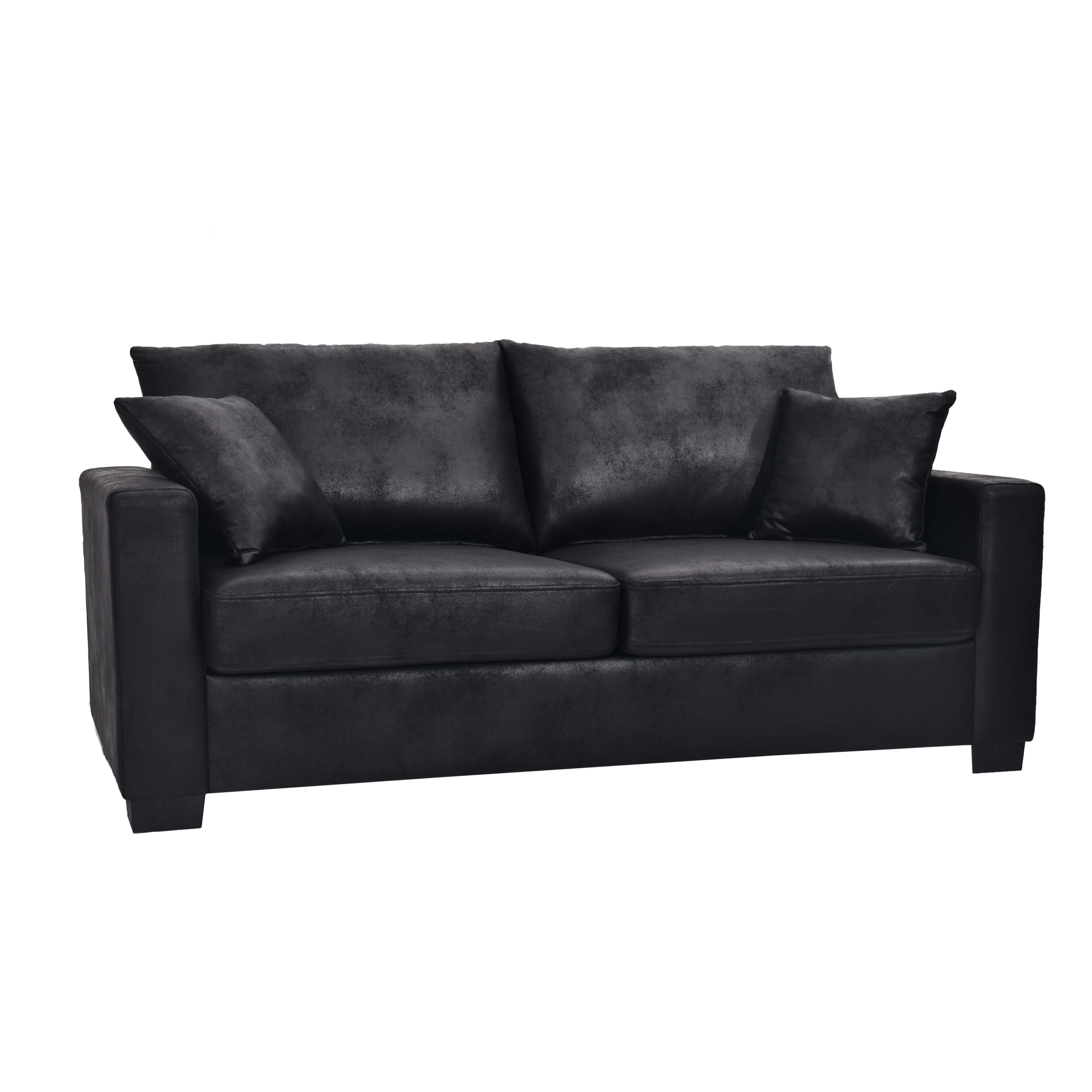 Leumius 69" Sofa for Living Room,Modern 2 Seater Couch for Small Space,Upholstered Loveseat with 2 Throw Pillows,Black