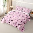 thumbnail image 3 of Castle Fairy Graffiti Cross Line Bed Spread Queen 3pcs,Abstract Minimalist Stripes Queen Coverlet Set,Pink Purple Black,1 Quilt and 2 Pillowcases, 3 of 7