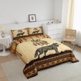 thumbnail image 2 of Vintage Dream Catcher Bedding Jungle Wolf Comforter Set Tribal Feathers Duvet Insert Western Geometric Aztec Quilt with 2 Pillow Shams King Luxury,Grunge Brown, 2 of 5
