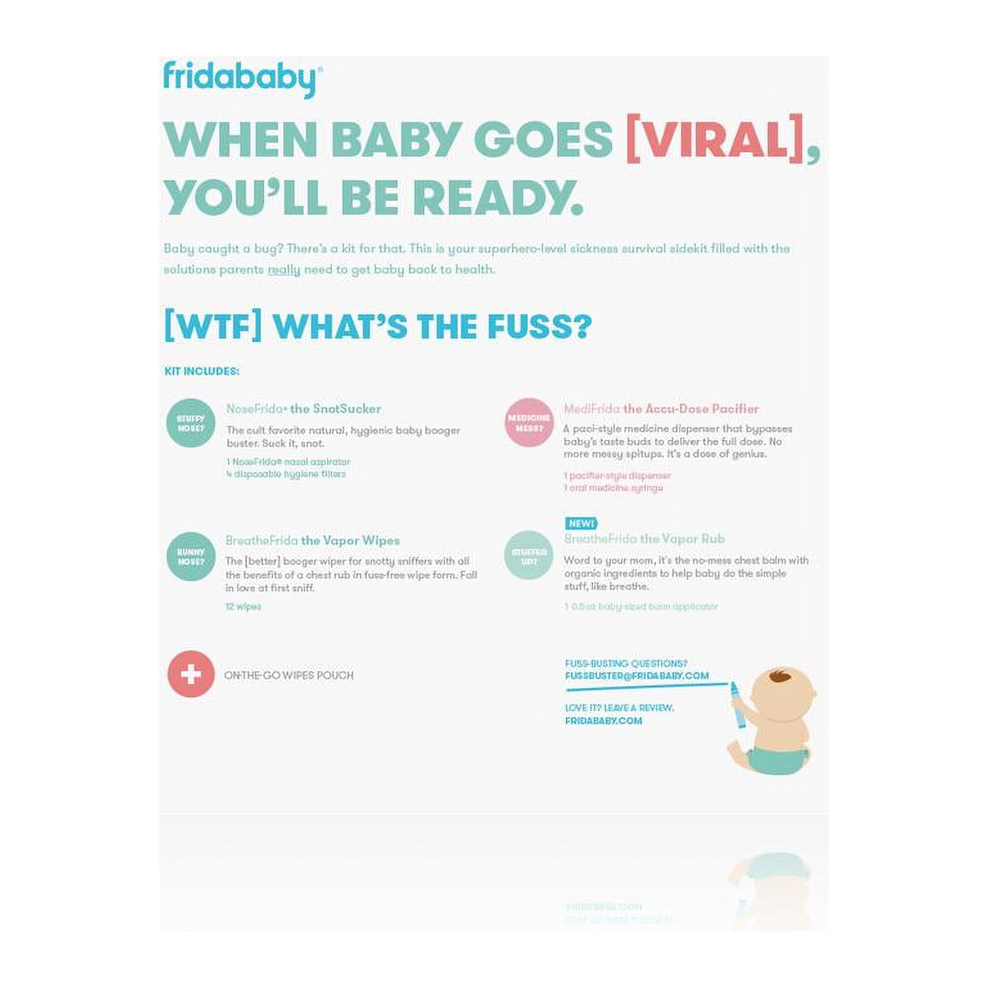 Frida Baby Sick Day Prep Kit: NoseFrida Snotsucker, MediFrida Pacifier, BreatheFrida Wipes, VaporRub - image 4 of 4