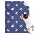 thumbnail image 2 of Soccer and Speed Blue Pattern Soft Sherpa Fleece Throw Blanket, Warm Cozy Plush Blanket for Sofa Bed Couch, All Season, 30"x40", 2 of 5