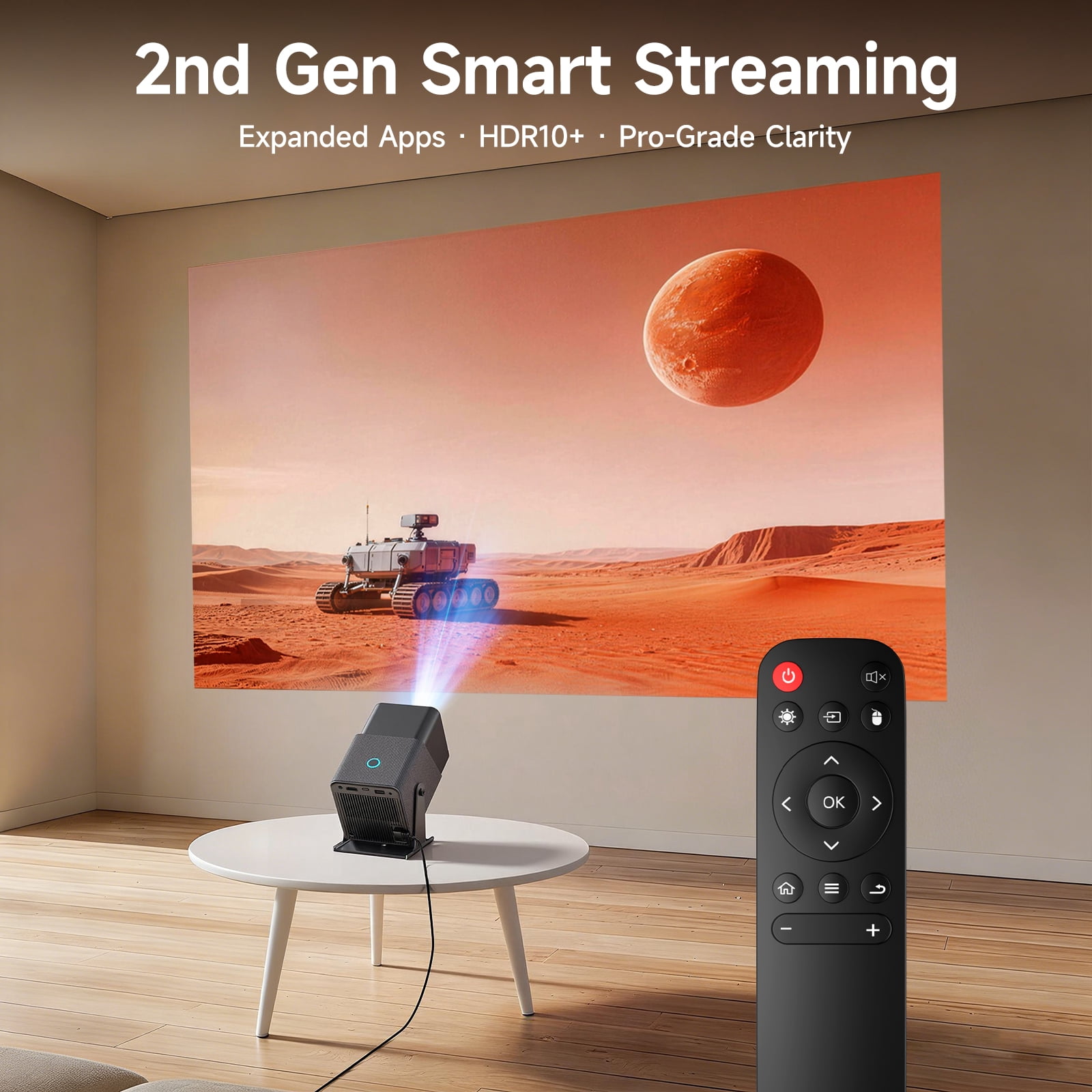 SGV Portable projector with wifi and bluetooth, movie projector, tv projector Smart OS, Auto Keystone, Compatible with TV Stick/HDMI/USB, for Home/Party/Outdoor Use, 350 ANSI, Black