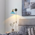 thumbnail image 6 of FSLiving Macaron Blue Metal Wall Sconce with USB Outlet Dimmable and Adjustable Angle Wall Lamp Lighting Fixture with 5.9ft Plug in Cord Small Nightstand Light for Dresser Bedroom - 2 Pack, 6 of 9