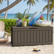 Homall 82 Gallon Outdoor Storage in Resin Deck Box Lockable Deck Box, Brown