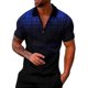 thumbnail image 1 of Camisas s Para Hombre Manga Larga Camisa informal de manga corta con cuello vuelto y cremallera con estampado informal para hombre (Blue, 3XL), 1 of 5