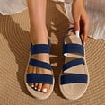 thumbnail image 2 of Dark Blue Womens Casual Vacation Flat Sandals With Wrap Around Straps Comfortable Style In Dark Blue For Summer, 2 of 7