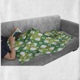thumbnail image 6 of Floral Soft Flannel Fleece Throw Blanket, Striped Retro Flower Motif with Abstract Lines Groovy Old Fashion, Cozy Plush for Indoor and Outdoor Use, 50" x 70", Lime Green Forest Green, by Ambesonne, 6 of 6