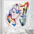 thumbnail image 1 of Art Tapestry, Grunge Inspired Young Woman with Rainbow Colored Hair Abstract Watercolor Art, Fabric Wall Hanging Decor for Bedroom Living Room Dorm, 5 Sizes, Multicolor, by Ambesonne, 1 of 1