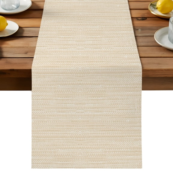 Creamy Ivory Table Runner, Country Vintage Minimalist Solid Color Backdrop Cotton Linen Table Cloth, Tablerunner for Kitchen Dining Party Wedding Home Decor 13x72 Inch