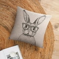 thumbnail image 6 of Pillowcases Bunny with Leopard Glasses Linen Cushion Case Cute Bunny Rabbit Patio Furniture Pillowcases 16"x16" for Living Room Bedroom Couch Sofa Chair Bed, 6 of 7