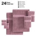 thumbnail image 5 of LANE LINEN 100% Ring Spun Cotton Towel Set of 24 - Cozy Everyday Softness, Soft, Durable & Absorbent - Wishful Mauve, 5 of 9