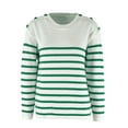 thumbnail image 2 of Dvkptbk Women's Bouton Patchwork Pullover Sweater en Vrac Knit Tops Col Rond Pullover Sweater Patchwork à Manches Longues à Rayures Pullover Sweater, 2 of 6