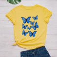 thumbnail image 1 of Hauts d'Été pour Femmes Grande Taille Mode Femmes Imprimé Papillon Manches Courtes Col Rond Hauts Graphiques Fantaisie T-Shirt Col en V Femmes en Liquidation, 1 of 3