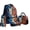 Blue Red Fire Leopard, variant on Wolf 17 Inch Backpack for Kids Large Capacity Bookbag with Thermal Insulated Lunch Box Pencil Case & Water Bottle Cover 4 in 1
