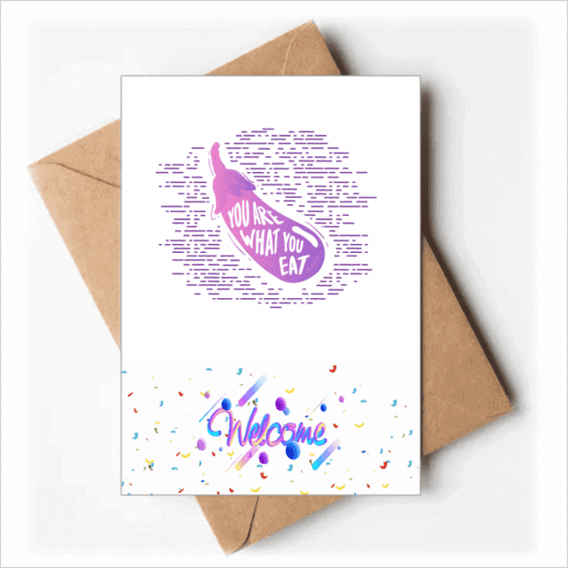 Purple Lines Eggplant Vegetable Welcome Back Greeting Cards Envelopes Blank