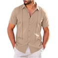 thumbnail image 2 of COSFO Mens Button Up Shirts Short Sleeve Casual Summer Shirt Beach Solid Collared Loose Fit Mens Shirts 5xl, 2 of 6