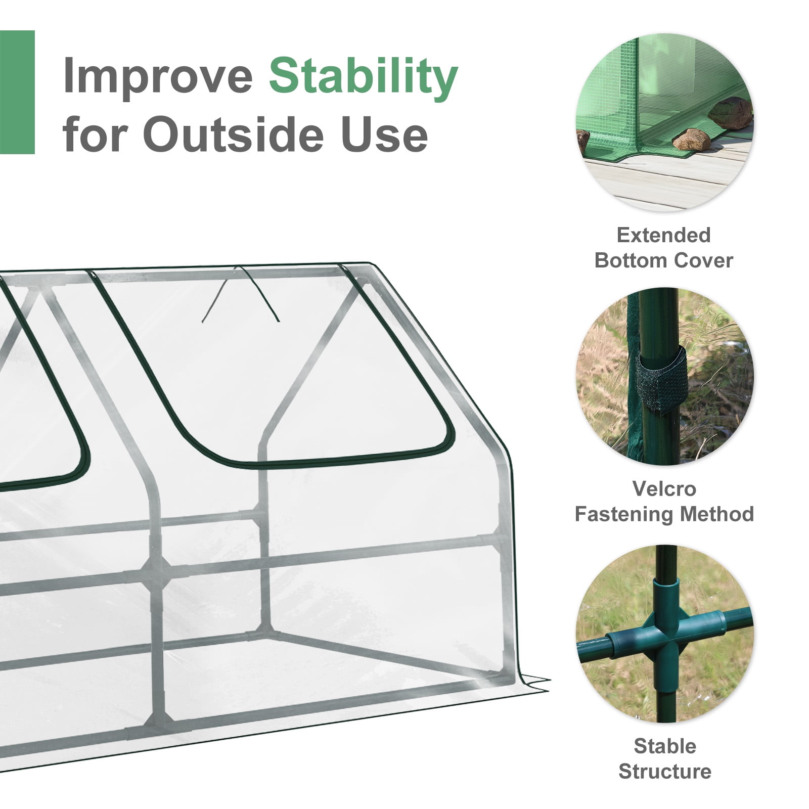 Aoodor 4 ft. x 2 ft. x 2 ft. Mini Greenhouse with 2 Zipper Doors, Water Resistant UV Protected for Flowers, vegetables and herbs - Transparent