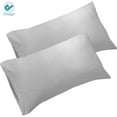 thumbnail image 2 of Deago 400 Thread Count Gray Egyptian Cotton Pillowcases, Queen, (2 Count), 2 of 8