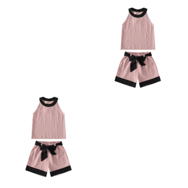 Qarigey Verano banquete niñas cuello sin mangas camiseta pantalones cortos conjunto niños algodón Tops Kit fiesta regalo de cumpleaños Type2 NO2