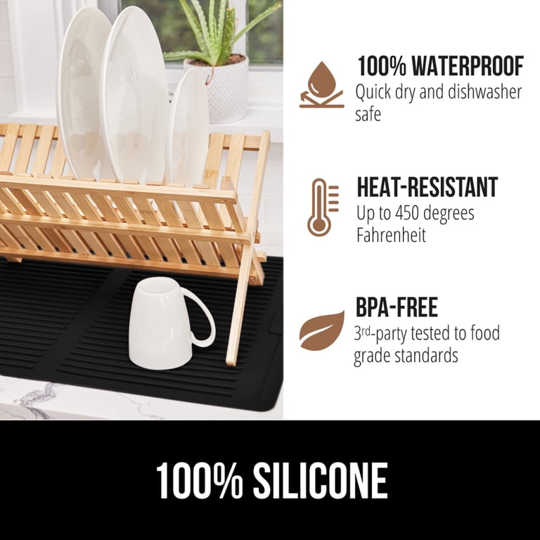 Gorilla Grip Silicone Dish Drying Mat, 13x11, Black photo 4