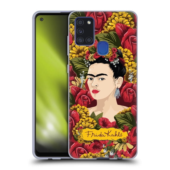 Head Case Designs Officially Licensed Frida Kahlo Red Florals Portrait Pattern Soft Gel Case Compatible with Samsung Galaxy A21s (2020)