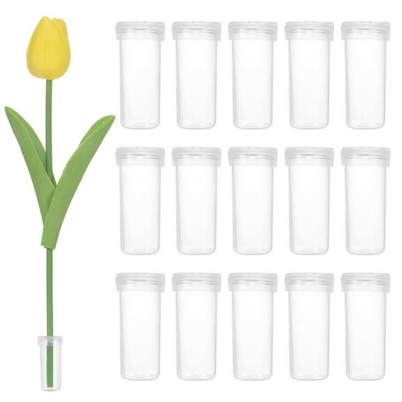 100-Pack Floral Water Tubes, 1.6 Inch 7ml Plastic Flower Tubes with Caps[Transparent]