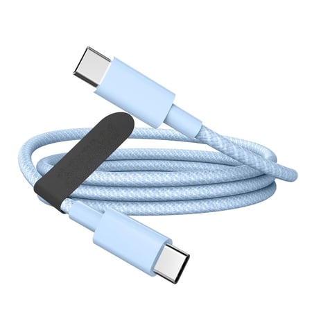 Eeyueer USB C to USB C Cable 1M 100W, Blue Nylon Braided Type C PD Fast Charging Cord, Durable Charger Lead Compatible with iPhone 16 15 Series, Samsung Galaxy Series, MacBook, iPad