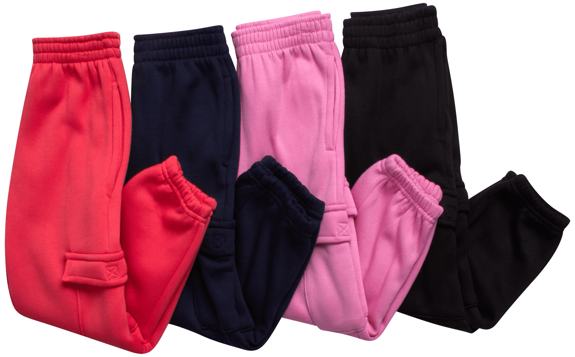 Real Love Girls Sweatpants Soft Lightweight Basic Fleece Cargo Jogpants, Joggers or Flares 4 Pack