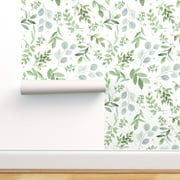 Peel-and-Stick Removable Wallpaper Watercolor Leaves Pattern Eucalyptus Sage